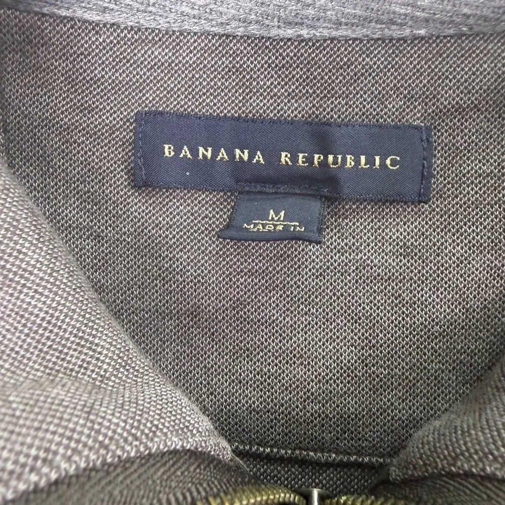Banana Republic Mens Dark Grey Cotton 1/4 Zip Sweater Long Sleeve Size M